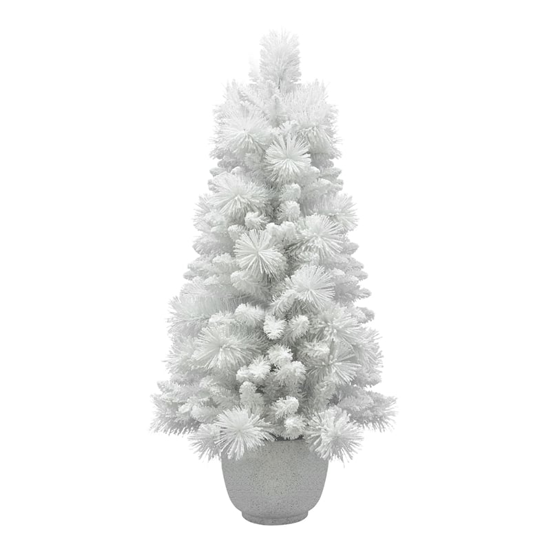 4.5Ft Pre-Lit White Flocked Tree with MgO Pot