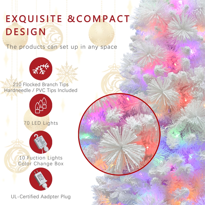 4.5Ft Pre-Lit White Flocked Tree with MgO Pot