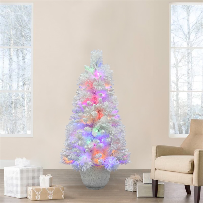 4.5Ft Pre-Lit White Flocked Tree with MgO Pot