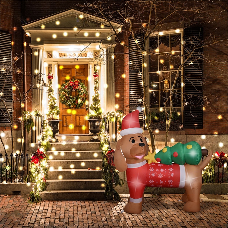 4FT Inflatable Santa Dog and Tree with LED lights
