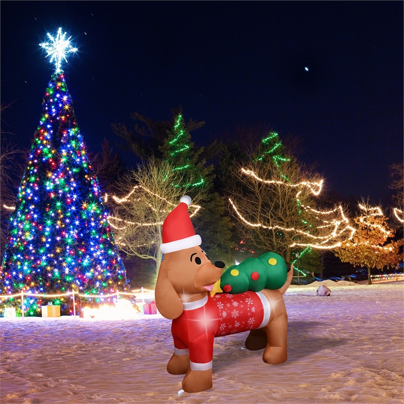 4FT Inflatable Santa Dog and Tree with LED lights