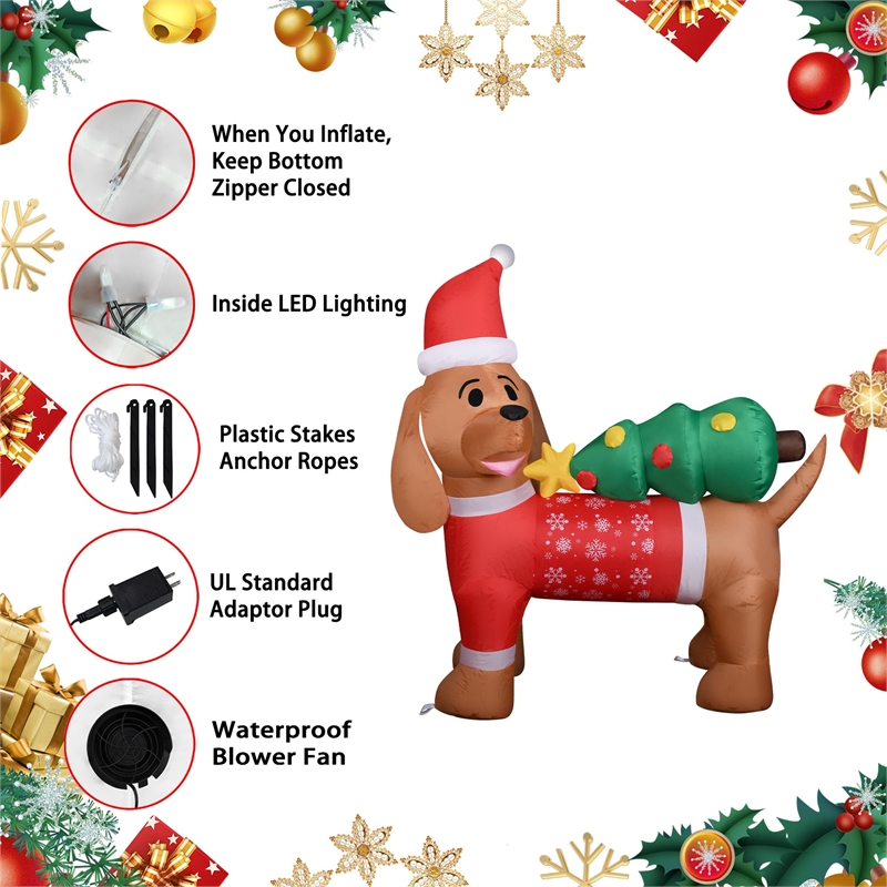 4FT Inflatable Santa Dog and Tree with LED lights