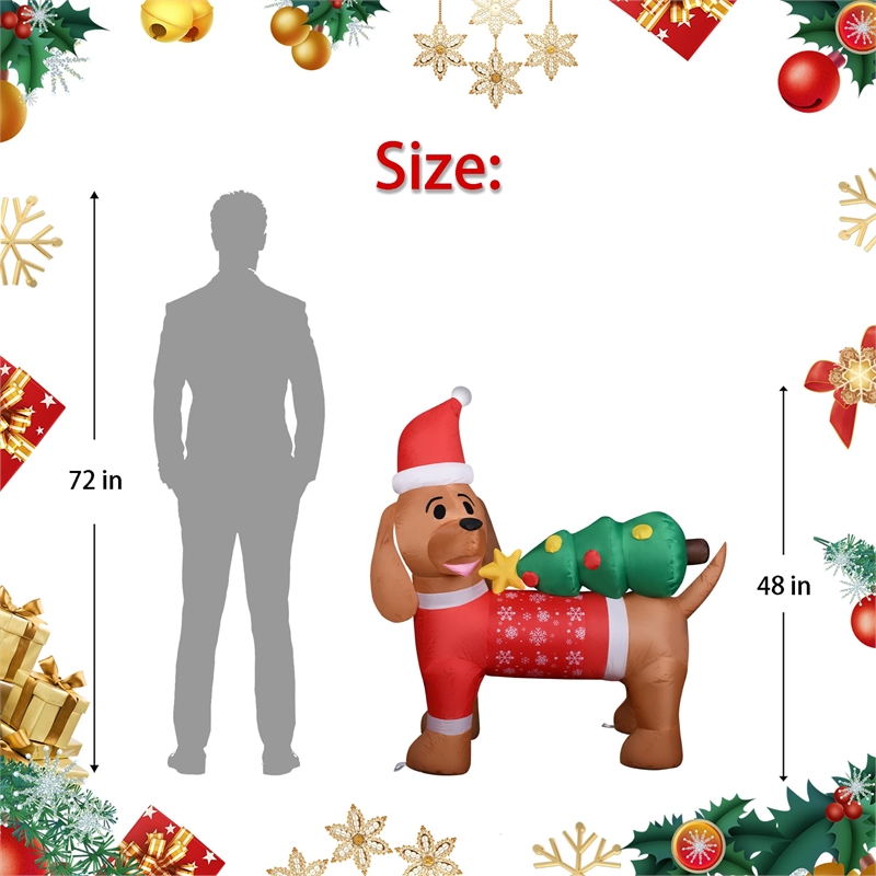 4FT Inflatable Santa Dog and Tree with LED lights