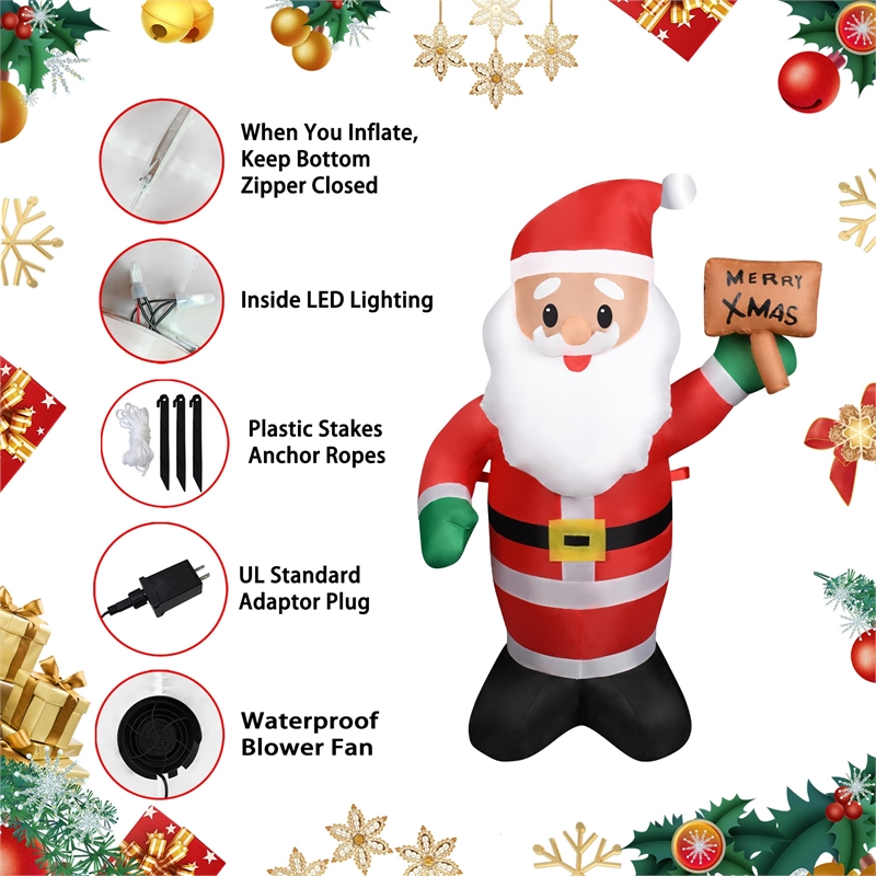 4FT Santa Claus Inflatable with LED lights
