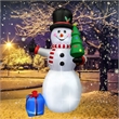 8FT Snowman with Tree and Gift bag Inflatable with LED Lights
