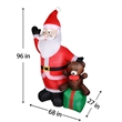 8FT LED Inflatable Santa Claus with Gift Box with Bear