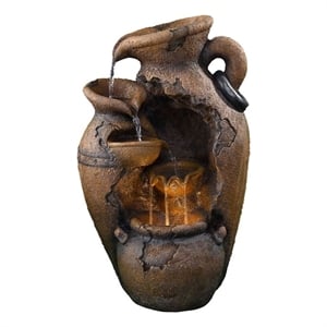 Old Fashion Pot Outdoor Fountain with LED Lights