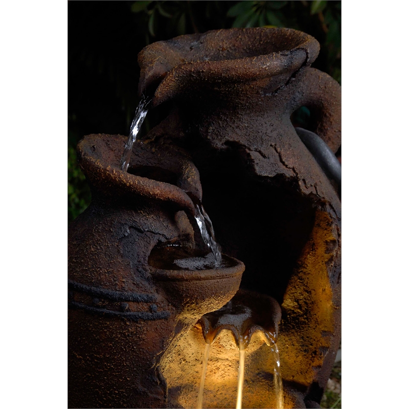 Old Fashion Pot Outdoor Fountain with LED Lights