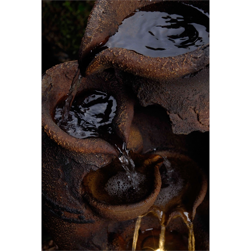 Old Fashion Pot Outdoor Fountain with LED Lights