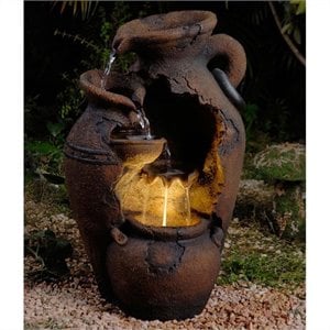 jeco old fashion pot outdoor fountain with led light