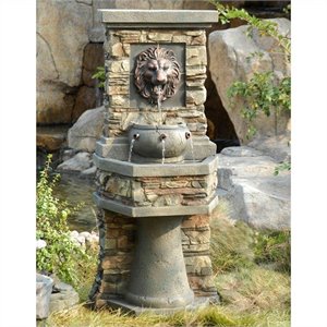 jeco lion head outdoor indoor water fountain