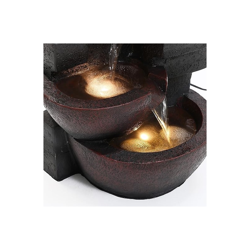 Jeco Pots Glass Water Fountain with Led Light in Gray