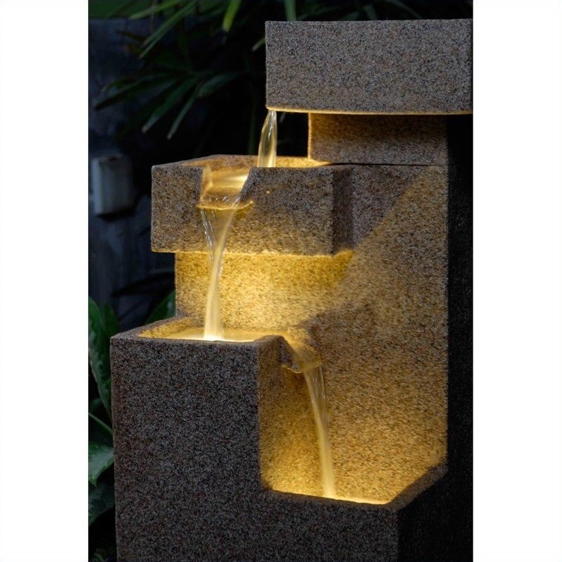 Jeco Sand Stone Cascade Tires Outdoor Indoor Lighted Fountain Cymax