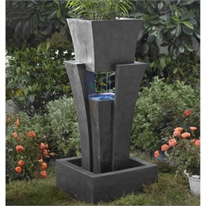 jeco raining water fountain planter with led light