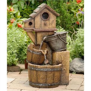 jeco bird house outdoor water fountain without light