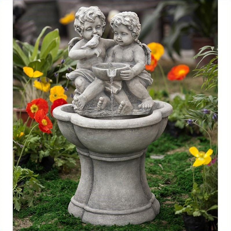 Jeco Cherub Water Fountain with LED Light