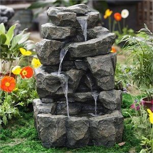 jeco rock waterfall water fountain without light
