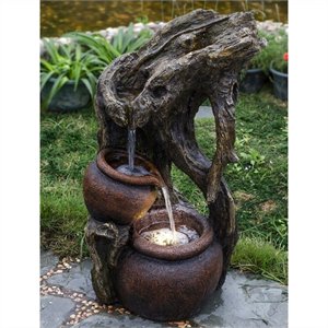 jeco tree trunk and urns water fountain with led light