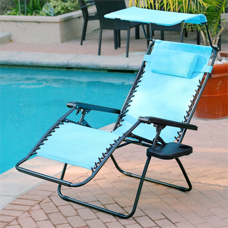 Jeco Oversized Zero Gravity Chair with Sunshade in Pacific Blue
