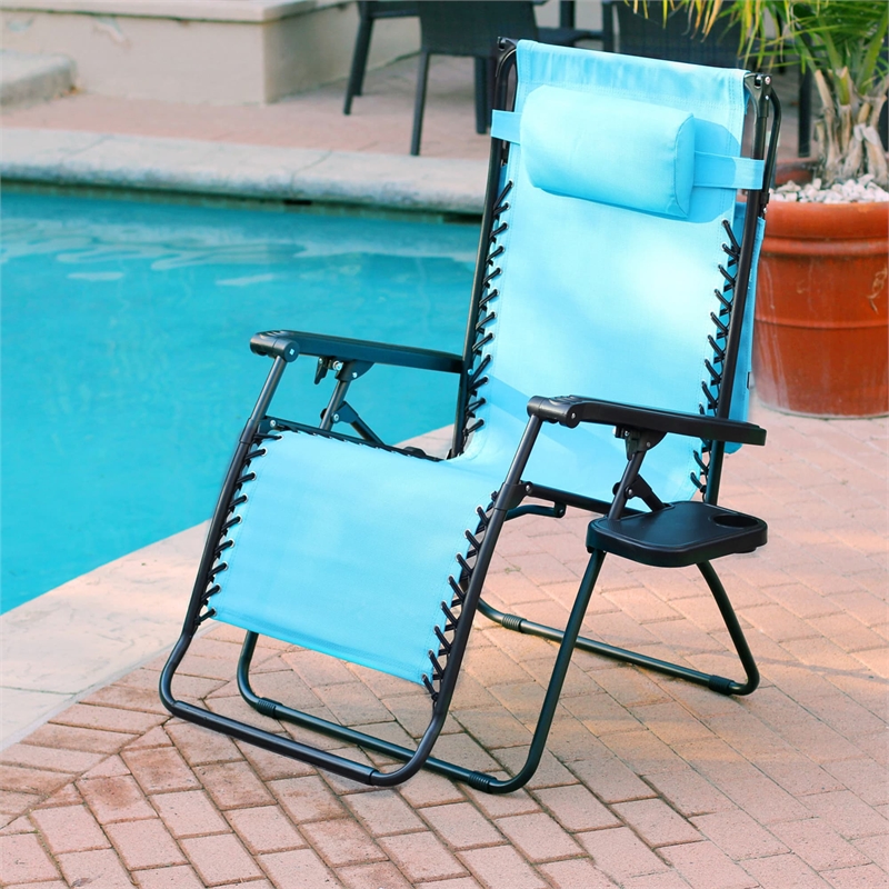 Jeco Oversized Zero Gravity Chair with Sunshade in Pacific Blue