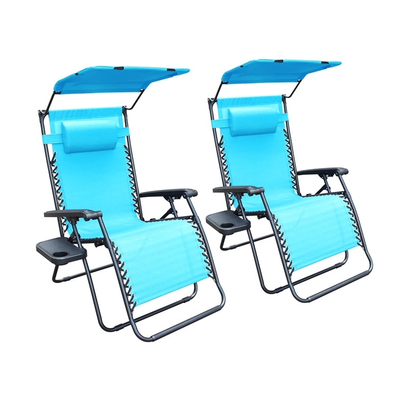 Jeco Oversized Zero Gravity Chair in Pacific Blue (Set of 2)