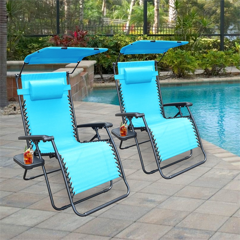 Jeco Oversized Zero Gravity Chair in Pacific Blue (Set of 2)