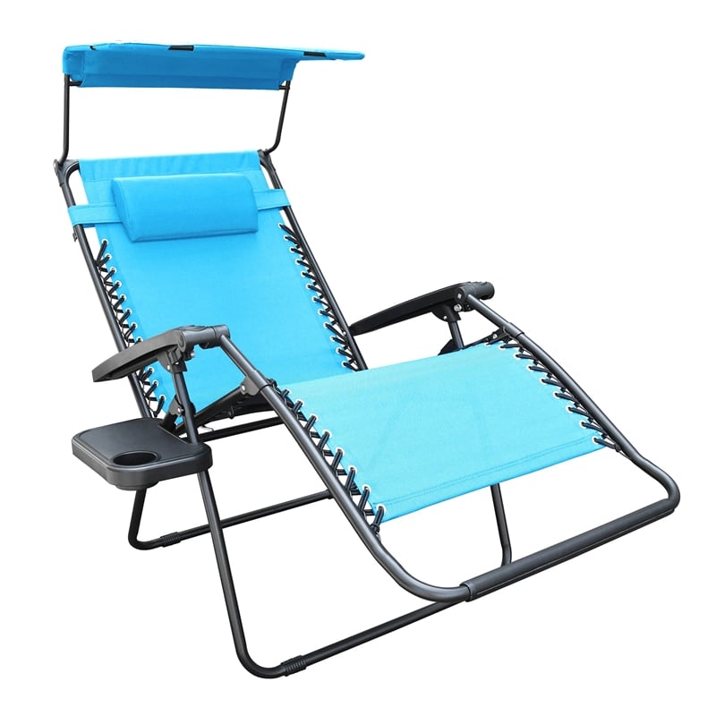 Jeco Oversized Zero Gravity Chair in Pacific Blue (Set of 2)