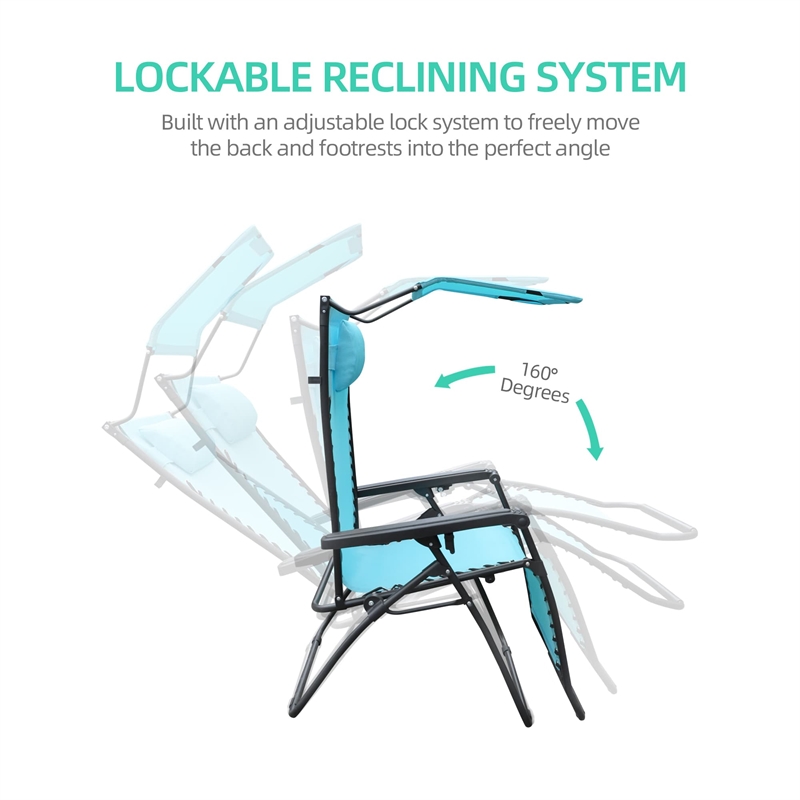Jeco Oversized Zero Gravity Chair in Pacific Blue (Set of 2)