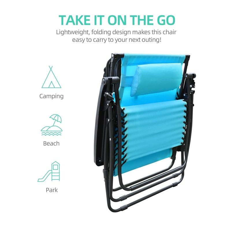 Jeco Oversized Zero Gravity Chair in Pacific Blue (Set of 2)