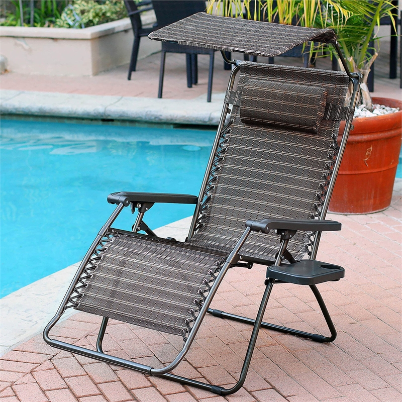 Jeco Oversized Zero Gravity Chair in Tan (Set of 2)