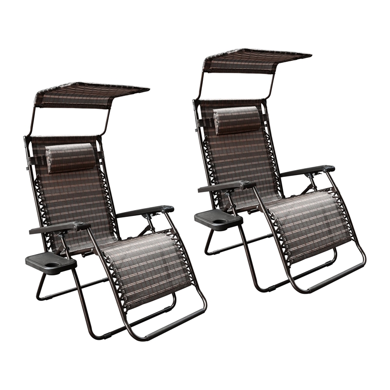 Jeco Oversized Zero Gravity Chair in Tan (Set of 2)