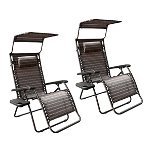 Jeco Oversized Zero Gravity Chair in Tan (Set of 2)