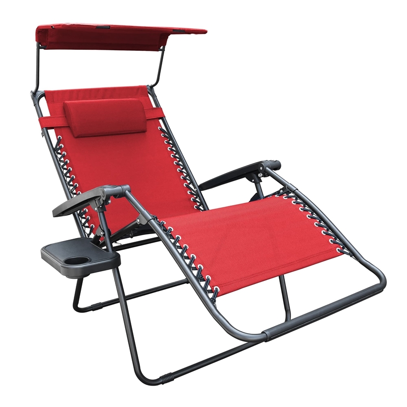 Jeco Oversized Zero Gravity Chair with Sunshade in Red