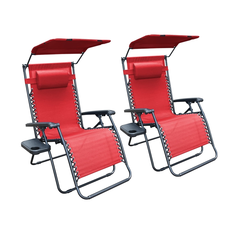 Jeco Oversized Zero Gravity Chair in Red (Set of 2)