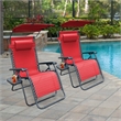 Jeco Oversized Zero Gravity Chair in Red (Set of 2)