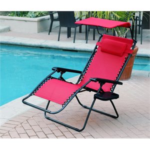 Jeco Oversized Zero Gravity Chair in Red (Set of 2)