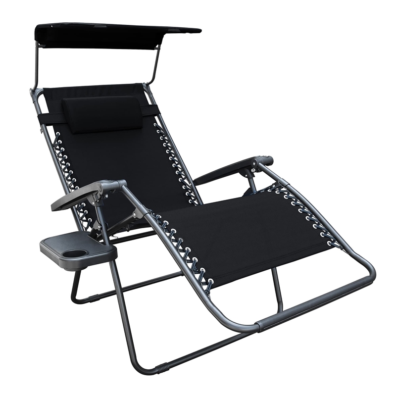 Jeco Oversized Zero Gravity Chair in Black (Set of 2)