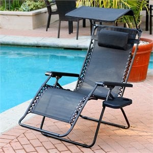 Jeco Oversized Zero Gravity Chair in Black (Set of 2)