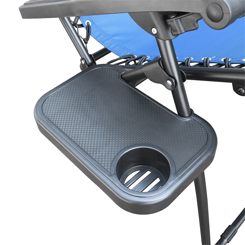 Jeco Zero Gravity Chair with Sunshade and Tray in Blue (Set of 2 Chairs)