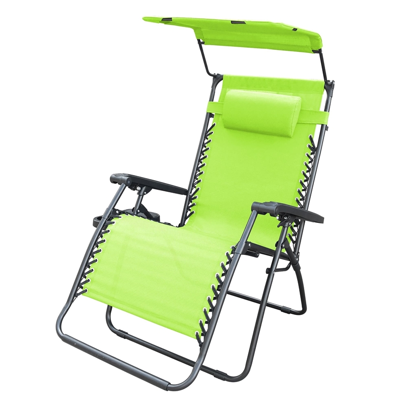 Jeco Oversized Zero Gravity Chair with Sunshade in Lime Green