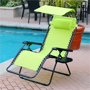 Jeco Oversized Zero Gravity Chair with Sunshade in Lime Green