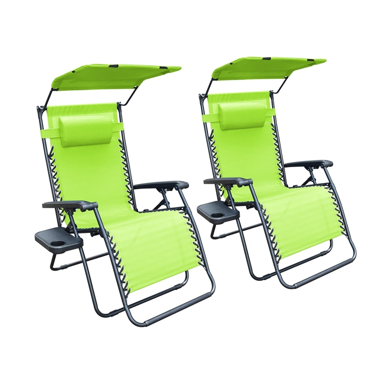 Jeco Oversized Zero Gravity Chair in Lime Green (Set of 2)