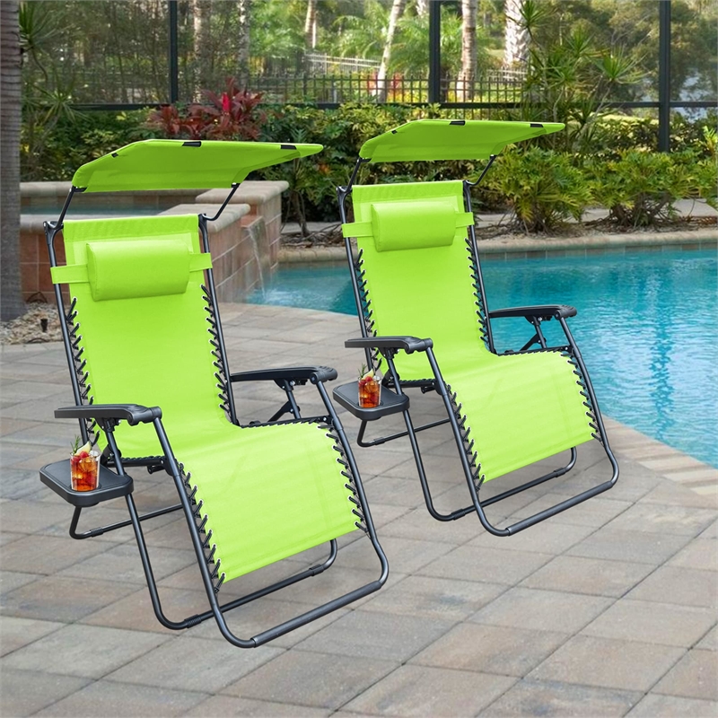 Jeco Oversized Zero Gravity Chair in Lime Green (Set of 2)