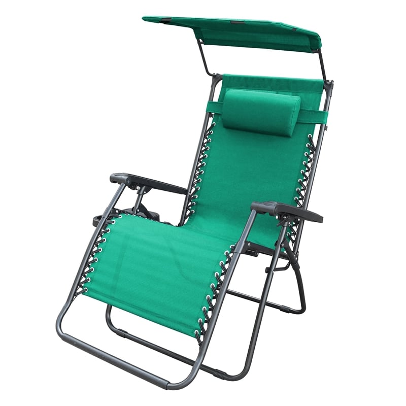 Jeco Oversized Zero Gravity Chair with Sunshade in Green