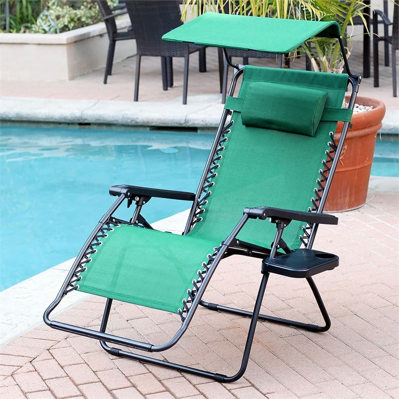 Jeco Oversized Zero Gravity Chair with Sunshade in Green