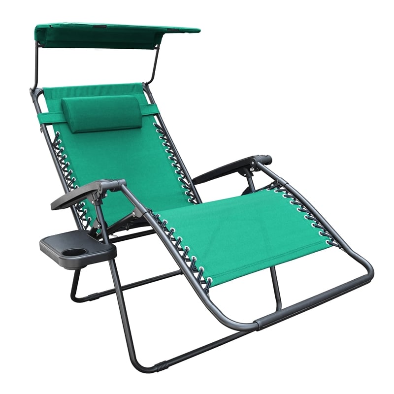 Jeco Oversized Zero Gravity Chair with Sunshade in Green