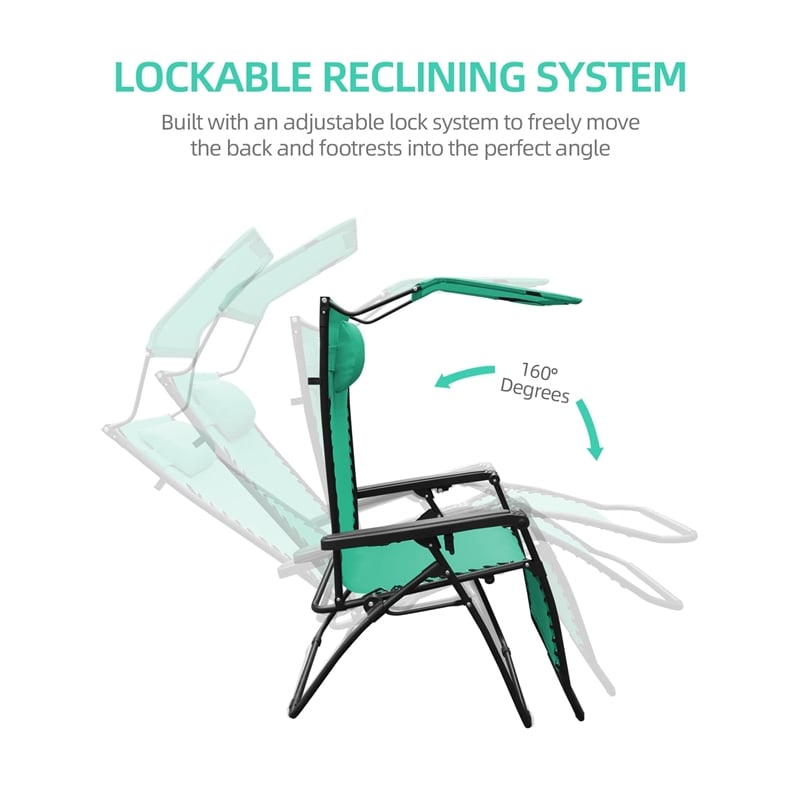 Jeco Oversized Zero Gravity Chair with Sunshade in Green