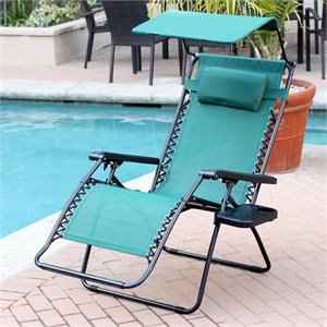 Jeco Oversized Zero Gravity Chair with Sunshade in Green