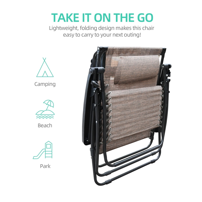 Jeco Oversized Zero Gravity Chair with Sunshade in Brown Mesh