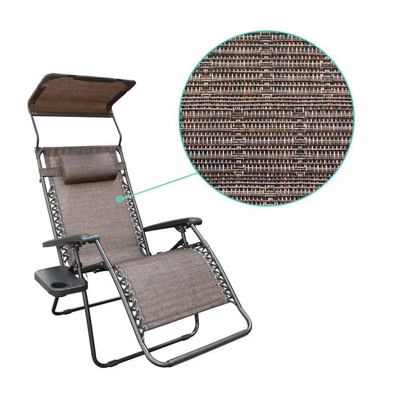 Jeco Oversized Zero Gravity Chair with Sunshade in Brown Mesh